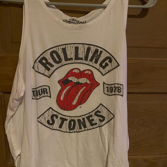 LG | Tops | Lg White Rolling Stones Tank Top | Poshmark